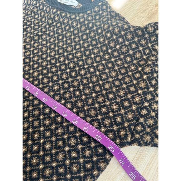 Claiborne Vintage 100% Cotton Diamond Printed Pattern Crewneck Sweater - Size L - Picture 9 of 9